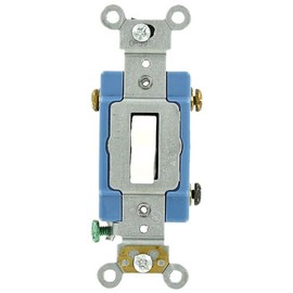 Leviton 1203-LHW 15 Amp, 120 Volt, Toggle Lighted Handle, Illuminated Off 3-Way AC Quiet Switch, Extra Heavy Duty Grade, Self Grounding, Back and Side Wired, White