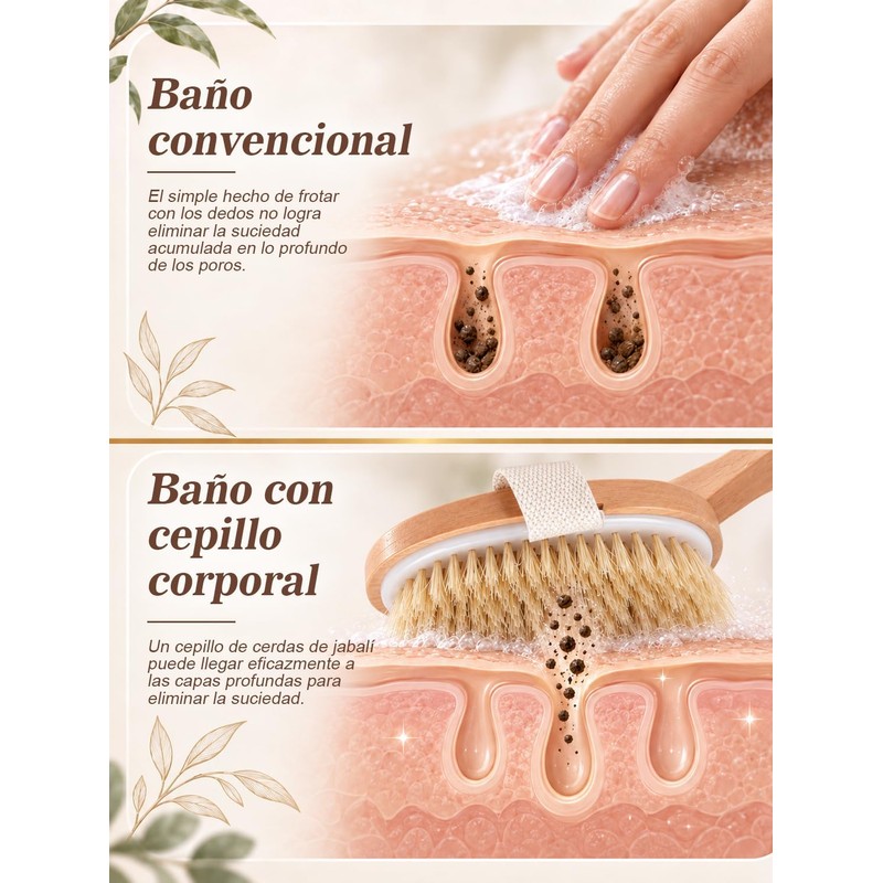 Cepillo corporal exfoliante de cerdas naturales KQQKDYIR – set 2