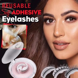 Bluemega 2 Pairs Fake Eyelashes Pestañas Autoadhesivas, Pestañas Adhesivas Reutilizables, Pestañas Postizas Naturales Esponjosas 3D Reutilizables, Sin Pegamento Pestañas Postizas A Prueba De Agua (D)