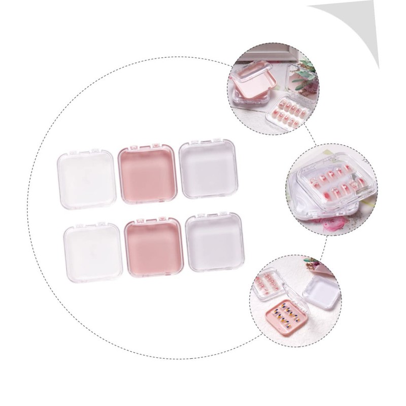 Baluue 6pcs Nail Storage Organizer Box Portable Nail Holders Storage