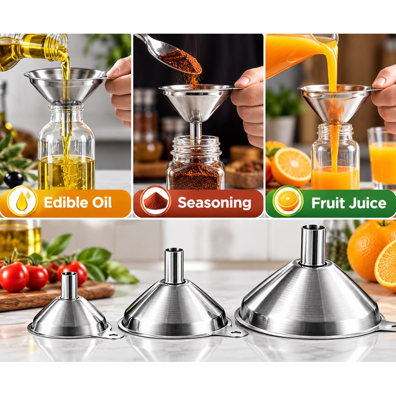 Stainless Steel Funnel Set for Bottle & Jar Filling –