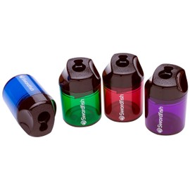 Swordfish ‘Canister’ Double-Hole Pencil Sharpener with Mess-Free Canister [Pack of 10] Assorted Colours [40033]