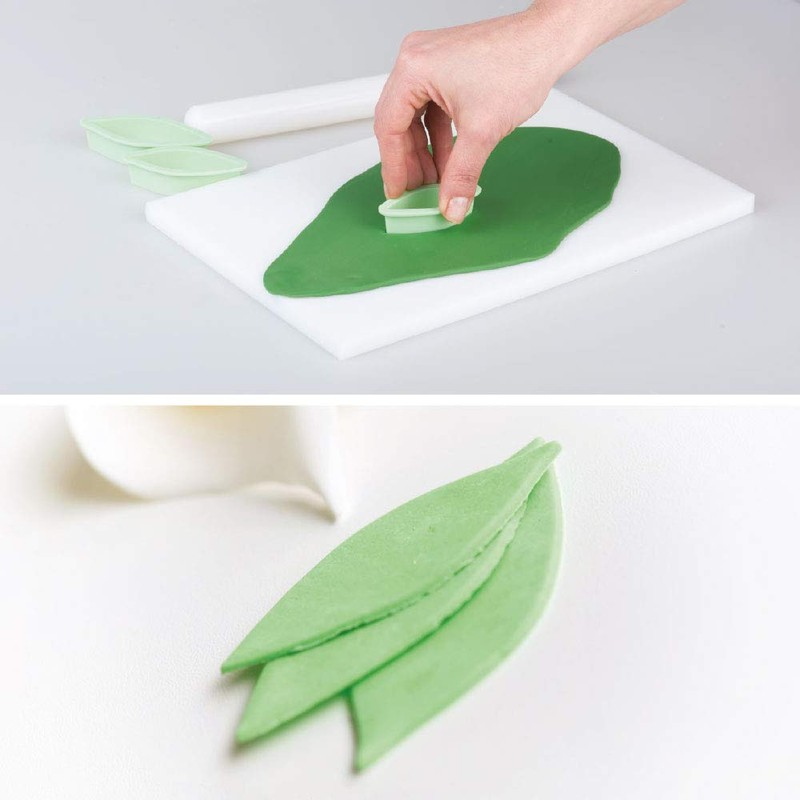 Decora 0803027 Cutter Set of 3 Long Leaf Plastic Green