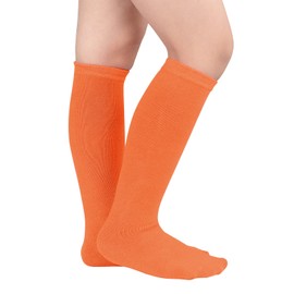 American Trends Kids Orange Soccer Socks for Girls Boys Youth Toddler Orange Knee High Socks Orange Baseball Softball Football Socks 1 Pack Orange 6-9 Years