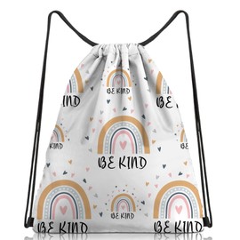 Zewurtuw Drawstring Backpack String Sports Bags for Swimming Waterproof Aesthetic Sackpack for Unisex Women Beach (13"×17")-Rainbow