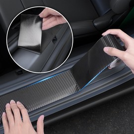 Arespark Carbon Fiber Wrap Black Vinyl Wrap, Cars Window Door Trim Universal Chrome Delete Vinyl Tape, Door Edge Guards Vehicle Protection Tape Auto Accessories with Free Tool Kit (3in x 30ft)