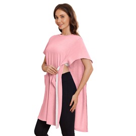 Deyeek Women's Post Shoulder Surgery dress Tear Away Short Sleeve Full Open Side Snap Adaptive Clothing with Pockets Deep Pink