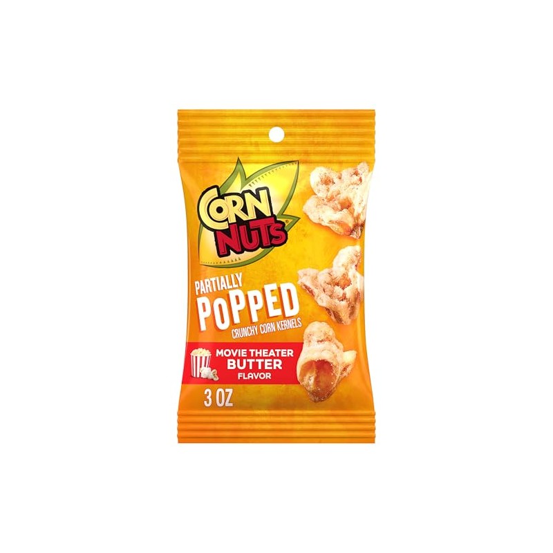 CORN NUTS Partially Popped Movie Theater Butter, 3 oz Bags,
