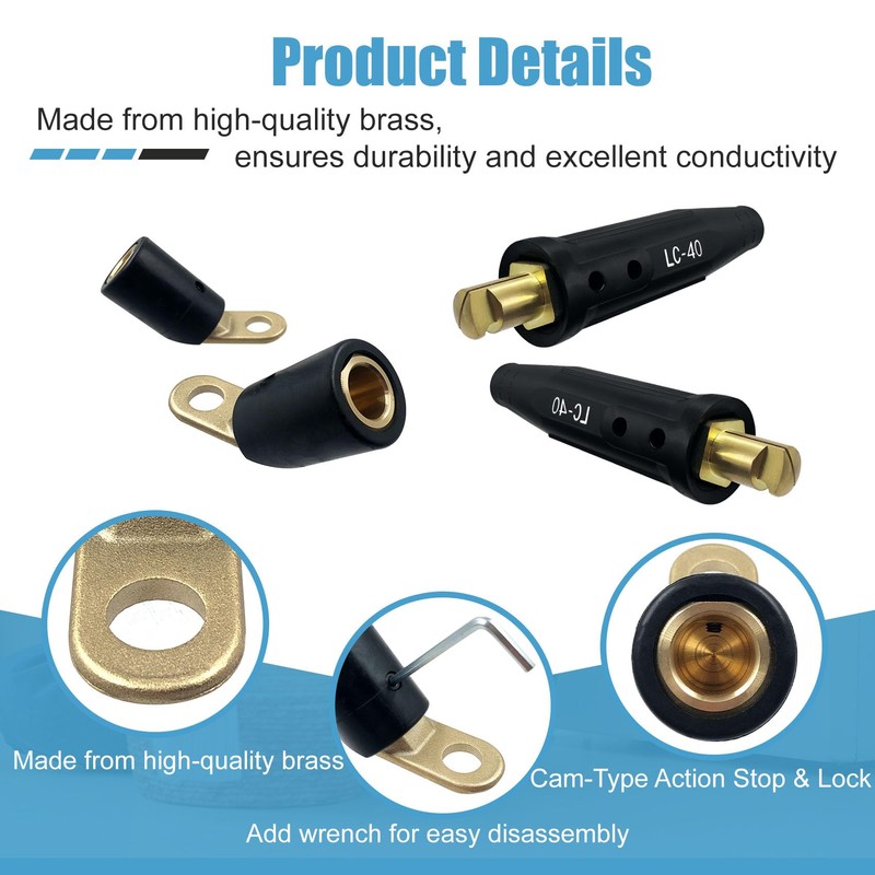 2PCS CT-40FA Welding Terminals & 2PCS LC-40 Welding Cable Connectors,