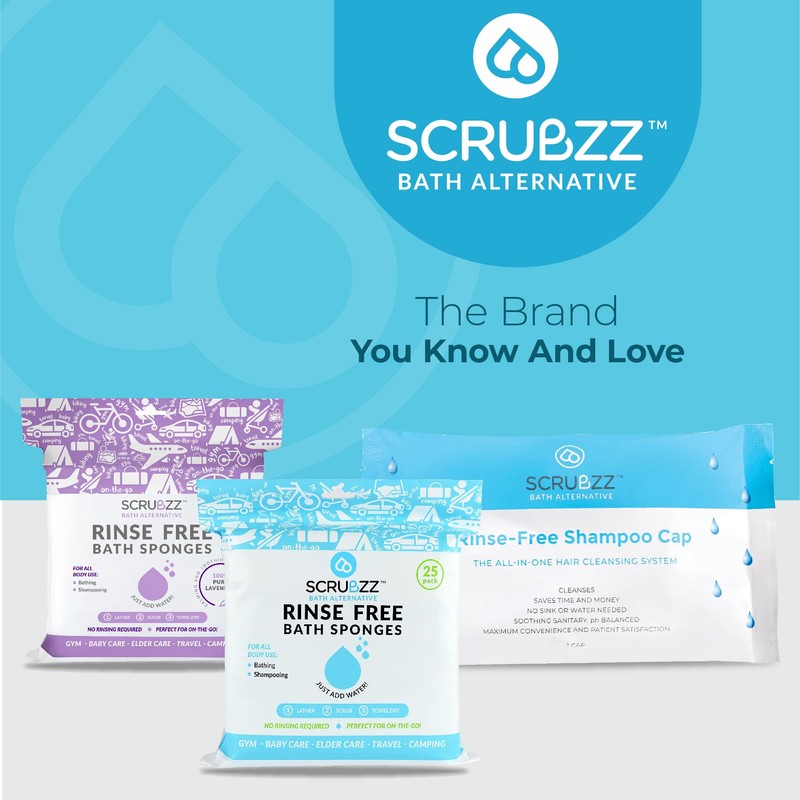 Scrubzz Shampoo Caps No Rinse for Elderly and Bedridden Patients,