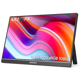 ARZOPA 16.1" Portable Monitor, 100% sRGB FHD 1080P Kickstand Portable Laptop Monitor High Color Gamut Display IPS Eye Care Screen for High-end Office & Entertainment -Z1C