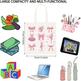 WCGXKO Ballet Dance Gift Dance Coquette Pink Bow Tote Bag Dancer Trendy Gift Dance Lover Ballet Dancing Gift (Ballet Bow T)