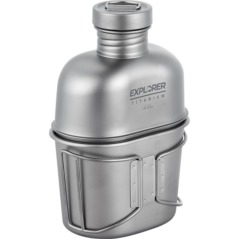 Explorer Bear Titanium Canteen Set, 1100ml + 700ml Cup with