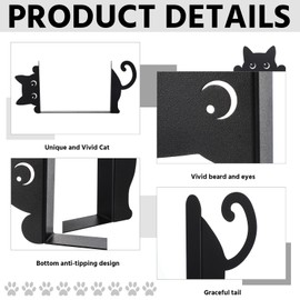 Geelin Peeping Cat Metal Bookends Set of 2 Styles Book Ends for Shelves Bookshelf Home Office Desk Bookshelf Decor Gift for Cat Lovers and Reading Enthusiasts (Cute Style)