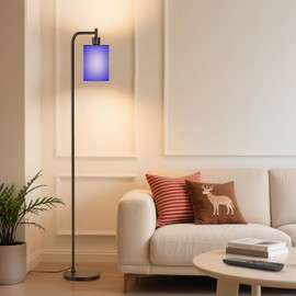 SIBRILLE Floor Lamp with Linen Shade, Dimmable Tall Standing Lamp with Remote Control & 3 Color Temperatures, Modern Floor Lamps for Living Room Bedroom Office Corner, 9W LED Bulb Included