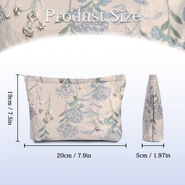 Iridsmole Cosmetic Bag for Women, Floral Canvas Toiletry Bag with Zipper, Large Capacity Make Up Bag, Embroidery Travel Make Up Bags, Portable Storage Bag, Gifts for Women Friends