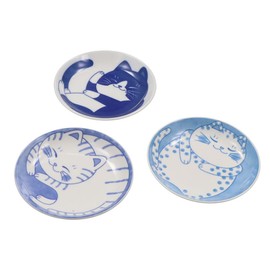 Pokinge 4Pcs Cute Cat Soy Sauce Dish,Japanese-style Ceramic Plates Cartoon Lucky Cat Pattern Seasoning Plates Appetizer Dessert Sushi Sauce Dishes for Kitchen
