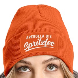 MoonWorks® Women's Beanie with Patch They See Me Aperollin Knitted Hat with Drinking Saying Print Funny Women's Hat, orange