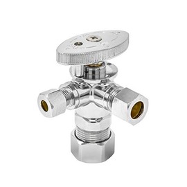 5/8 inch OD(Inlet) x 3/8 inch OD(Outlet) x 1/4 inch OD(Outlet) 1/4 Turn 4 Way Dual Outlet Angle Stop Valve, All Compression (Click in for more size options)