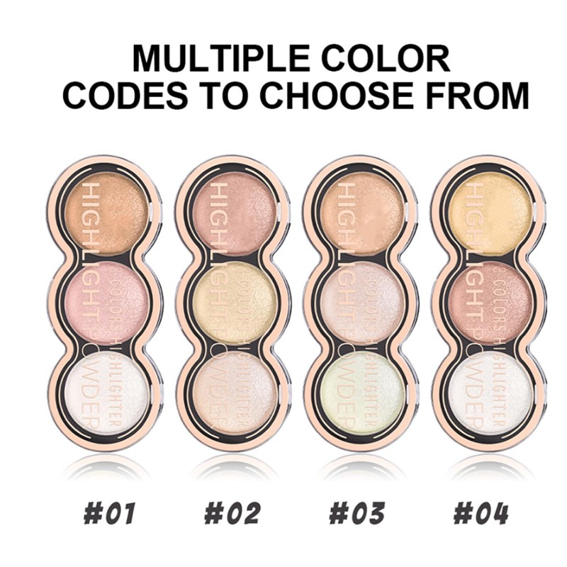 Eazerom 01 3 Colours Blush Contour Highlighter Makeup Palette with