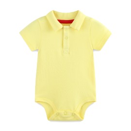 FITFIFTH POD Baby Polo Top Newborn Bodysuit Short Sleeve Baby Yellow Girl Boy 100% Organic Cotton Breathable Solid ONESIE 0~3Months