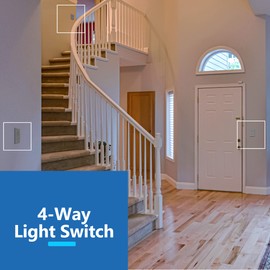 LIDER - Interruptor de luz decorativo de 4 vías con acabado mate, con iluminación mate, interruptor basculante sin marco de cuatro vías, grado residencial/comercial, 15A 120V/277V, certificación UL,