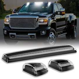 SHINEFIT White LED Cab Lights Replacement for 2015 2016 2017 2018 2019 Silverado Sierra 2500 3500 2500HD 3500HD Clear Top Cab Roof Clearance Lights