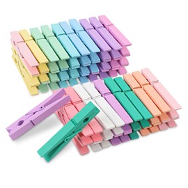 Phinus 72 Pcs Wooden Clothes Pins, 2.9 Inch Clothes Pins for Hanging Clothes, Pictures, Photos, Classroom, Crafts, Decoration, Colorful Clothespins Heavy Duty(Pastel Color)