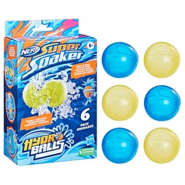 Super soaker Nerf Hydro Balls 6-Pack, Reusable Water-Filled Balls For 6+ Years