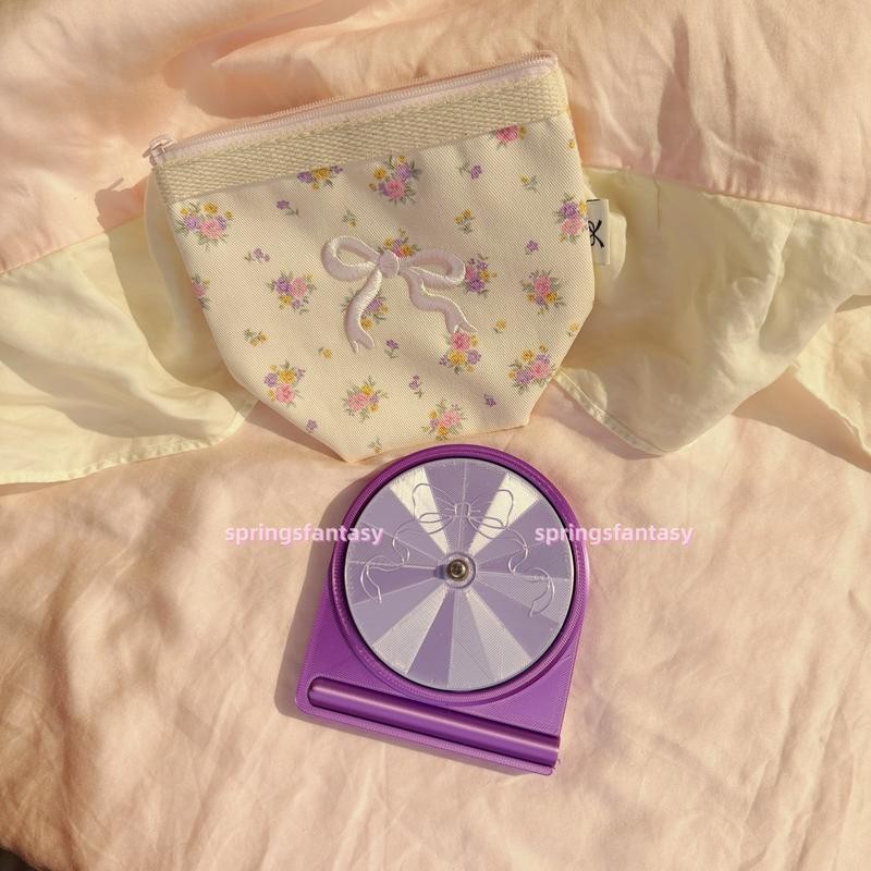 Shiny Mini Portable Yarn Spinner:_sky blue+embroidered bow bag
