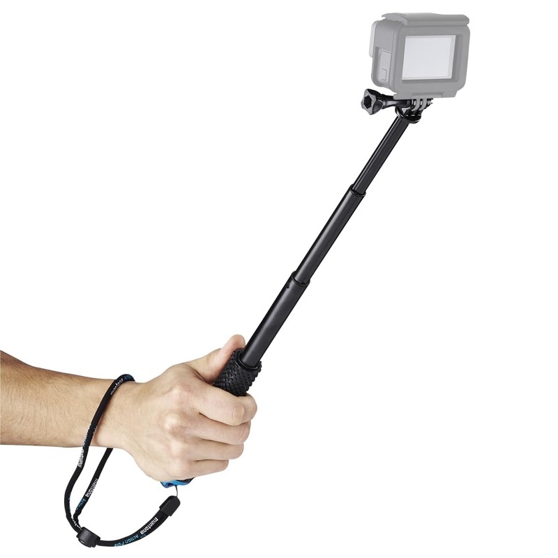 Mantona 50 cm Large Telescopic Bar for GoPro - Black/Blue