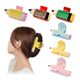 6 Pcs Teacher Claw Clips, Teacher Hair Clips, Teachers Accessories, Teachers Accessories for Women, Pencil Hair Clip,Cute Funny School Pencil Claw Clip, Back To School Presents