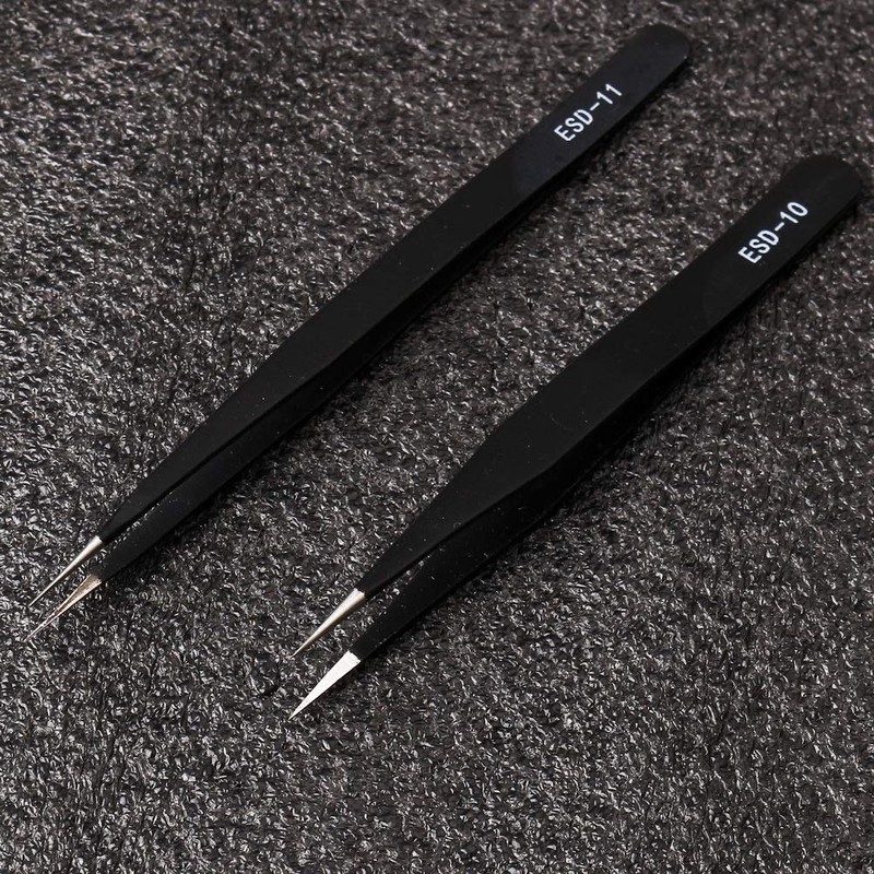 ZHIYE Precision ESD Anti-Static Tweezers, 7 pcs Stainless Steel Tweezers
