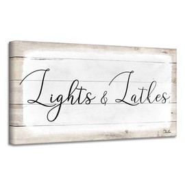 Crafted Creations Beige and White 'Lights and Latles II' Rectangular Canvas Wall Art Decor 8" x 16"