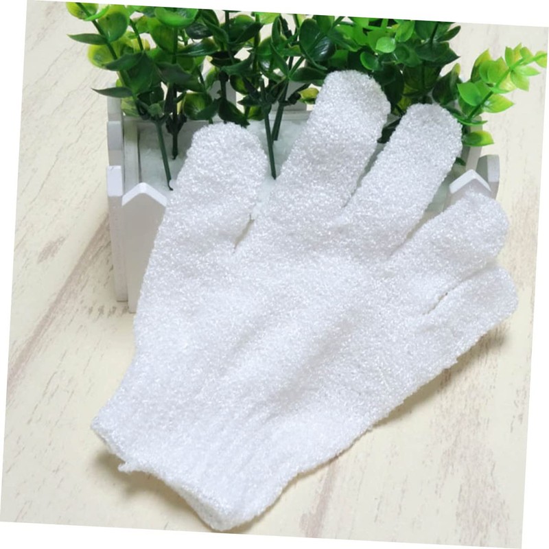 OHPHCALL 1pair Exfoliating Bath Gloves for Body Scrub Five Soft