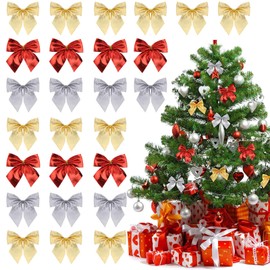 Christmas Bows Gold Silver Red Tree Bows Christmas Bow Christmas Bow 72 Pieces Christmas Tree Decoration Mini Christmas Bows Bow Christmas Decorative Bows 6 cm