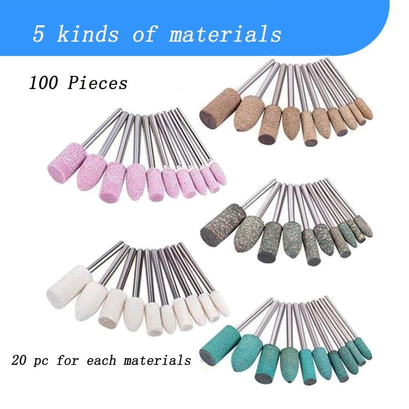 𝐋𝐮𝐨 𝐤𝐞 100 Pcs Rotary Polishing Bits, 1/8 Inch Shank