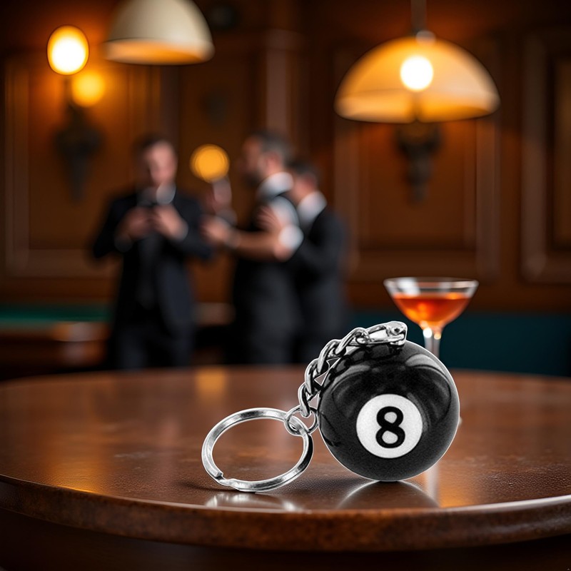 Dwuww Creative Number Eight Billiard Key Chain Pendant Car Key