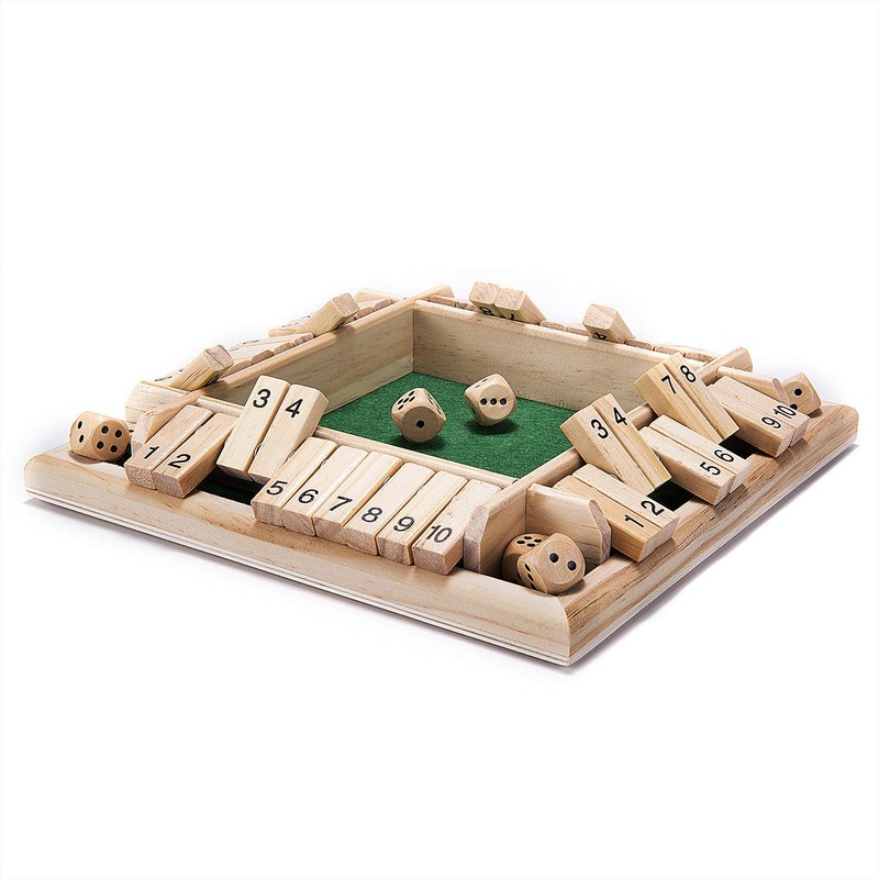 AMEROUS 1-4 Players Shut The Box Dice Game,Classic 4 Sided