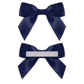 Rainbow Pana 100 Pack Self Adhesive Ribbon Bows Navy Blue Bows Premade 2" Small Satin Bows for Balloons Package Craft Gift Wrapping Wedding Baby Shower Birthday Party Decorations