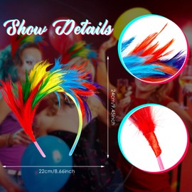 Eowppue Pack of 4 Women's 20s Feather Fascinator Headband Rainbow Fascinators for Women Feather Headpiece for Girls Wedding Cocktail Party
