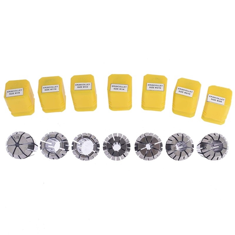 findmall 7Pcs ER20 Spring Collet Set 1/8-1/2 for CNC Milling