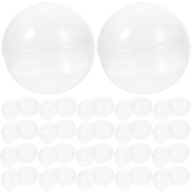 HOMSFOU Pack of 50 Transparent Bowls Empty Bingo Balls Clear Decorative Balls Automatic Ball Transparent Christmas Tree Baubles Made of Plastic Candy Floss Machine Plastic Child Round