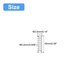 QUARKZMAN Compression Spring 304 Stainless Steel 3.5 mm AD 0.2 mm Wire Size 10 mm Free Length Silver Tone Pack of 5