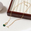 TaYolnFaSo Natural Malachite Pendant Paperclip Chain Necklace for Women 18K