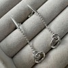 Sterling Silver Circle Bar Beaded Chain Stud Drop Earrings
