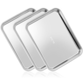 JMU 3 Pack Stainless Steel Tray with Thickening 304 Stainless Steel, 9.1" x 6.7" x 1.1" Medical Tray