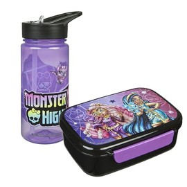 Scooli - Monster High Children's Tableware Gift Set - Set Consisting of Lunch Box and Water Bottle - Ideal for School or Nursery - from 4 Years - Made of Plastic - BPA Free