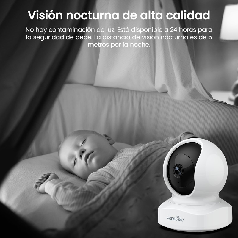 wansview 2K Indoor Surveillance Camera, WiFi Indoor Camera, 2.4 GHz