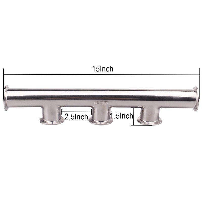 DERNORD Tri Clamp 1.5 inch x 3 Port Manifold Stainless